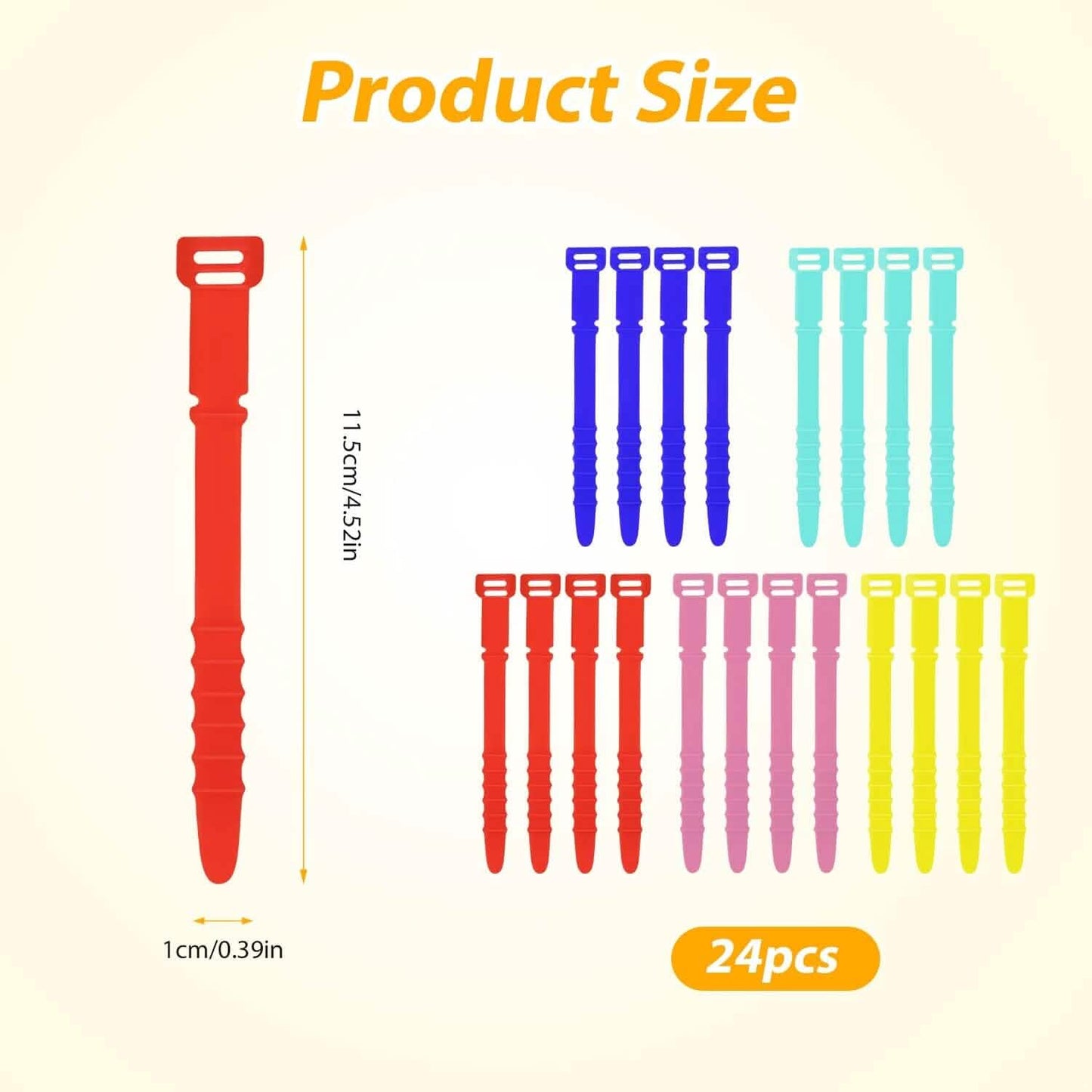 10-Pieces: 4.5 Inch Reusable Wire Ties Cord Organizer Straps Elastic Silicone Cord Organizer