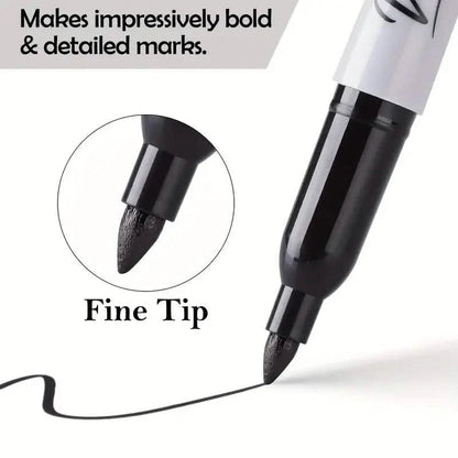 10-Pieces: Black Permanent Markers Fine Tip