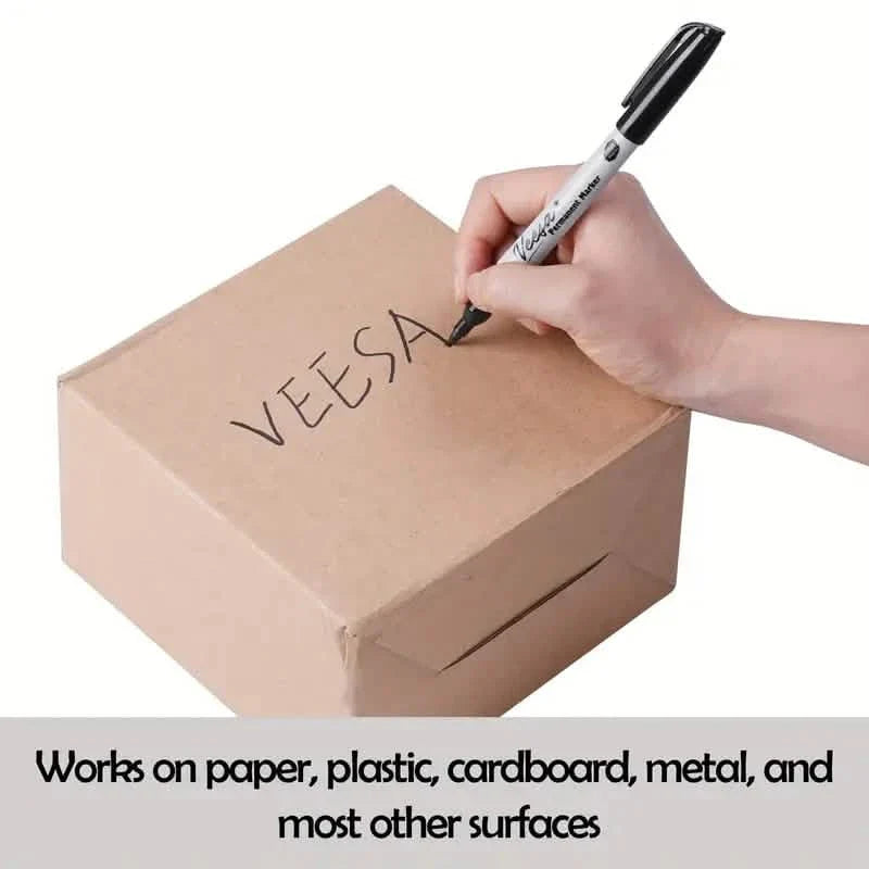 10-Pieces: Black Permanent Markers Fine Tip