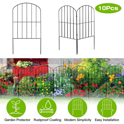 10-Pieces: Decorative Garden Fence Rustproof Iron Wire Arched Fence
