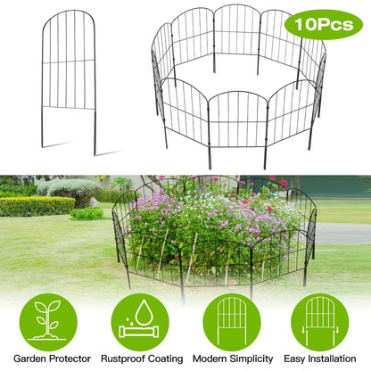 10-Pieces: Decorative Garden Fence Rustproof Iron Wire Arched Fence