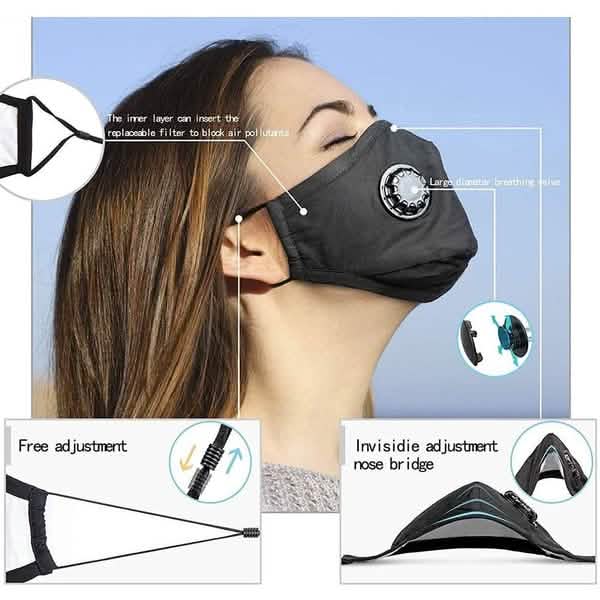 10-Pieces: Double Breathing Valve PM 2.5 Mask Respirator