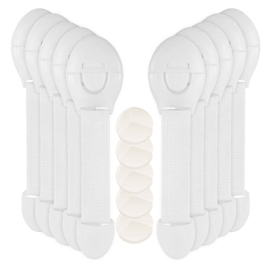 10-Pieces: Kids Safety Locks with 5 Furniture Corner Protectors