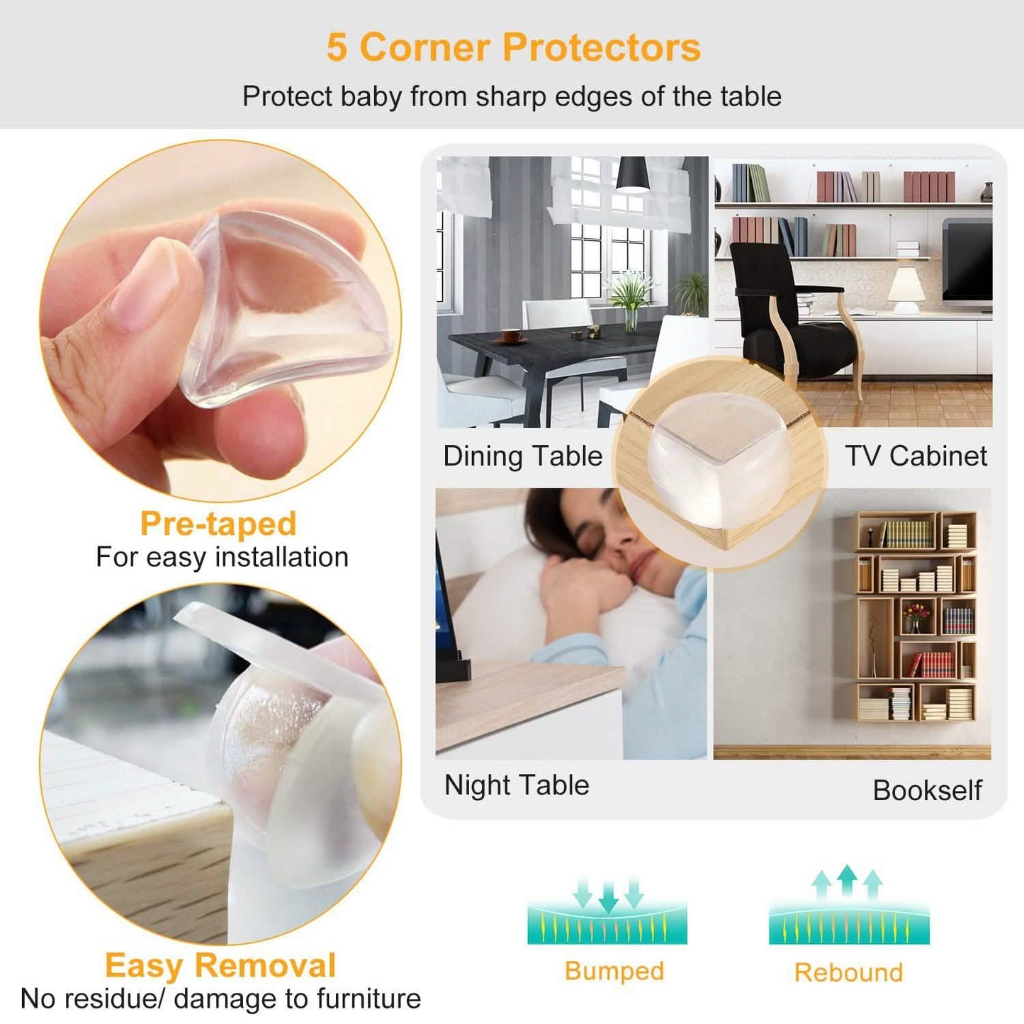 10-Pieces: Kids Safety Locks with 5 Furniture Corner Protectors