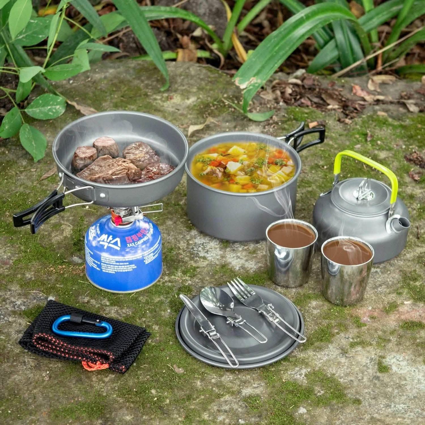 10-Pieces: ODOLAND Camping Cookware Mess Kit