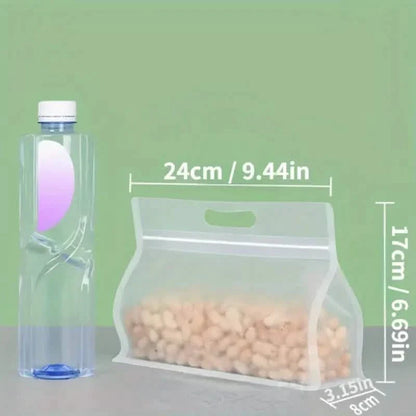10-Pieces: Reusable Silicone Leakproof Food Storage Bags
