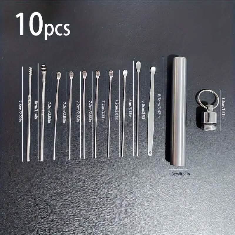 10-Pieces: Stainless Steel Ear Wax Removal Tool Set