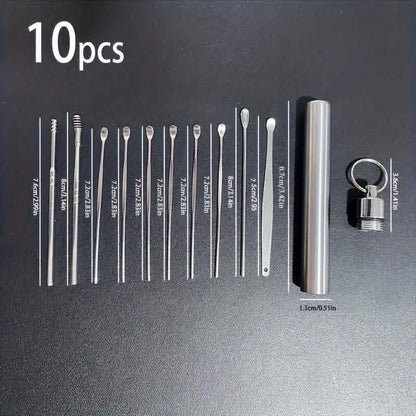 10-Pieces: Stainless Steel Ear Wax Removal Tool Set