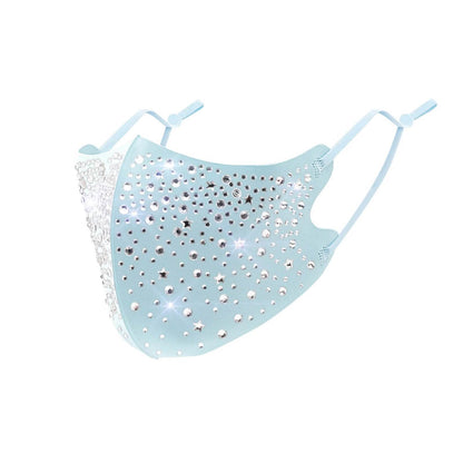 10-Pieces: Women's Face Mask Golden Metal Diamond Water Crystal Color