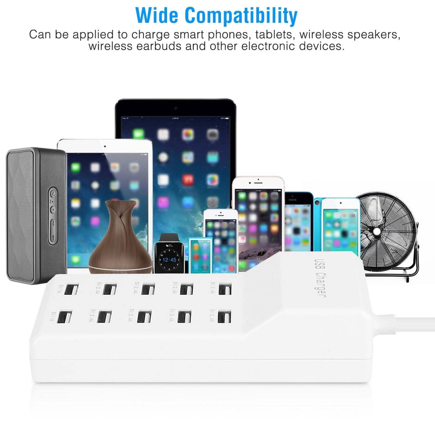 10-Ports 50W USB Wall Fast Charging Power Adapter