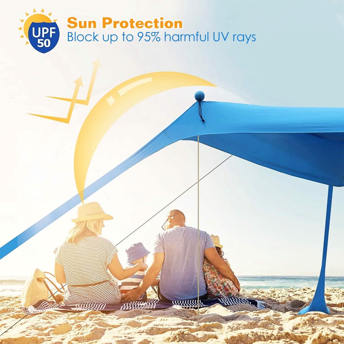 10 x 10 ft Sun Shelter Family Beach Tent Outdoor Shade UPF50+ with Sandbag