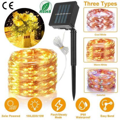 100 LEDs Solar String Lights