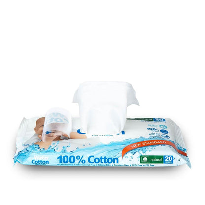 100% Organic Cotton Wet Wipes - Travel Pack 20CT