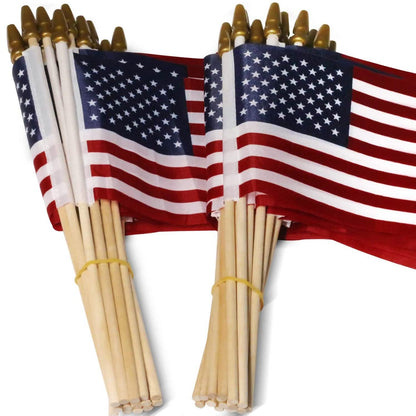 100-Pack: USA 4x6 in Wooden Stick Flag