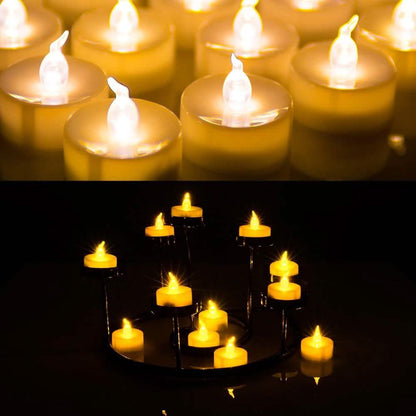 100-Piece: Amber Yellow LED Candle Tea Light Flameless Steady Tealight