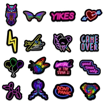 100-Piece: Cartoon Neon Light Graffiti Stickers