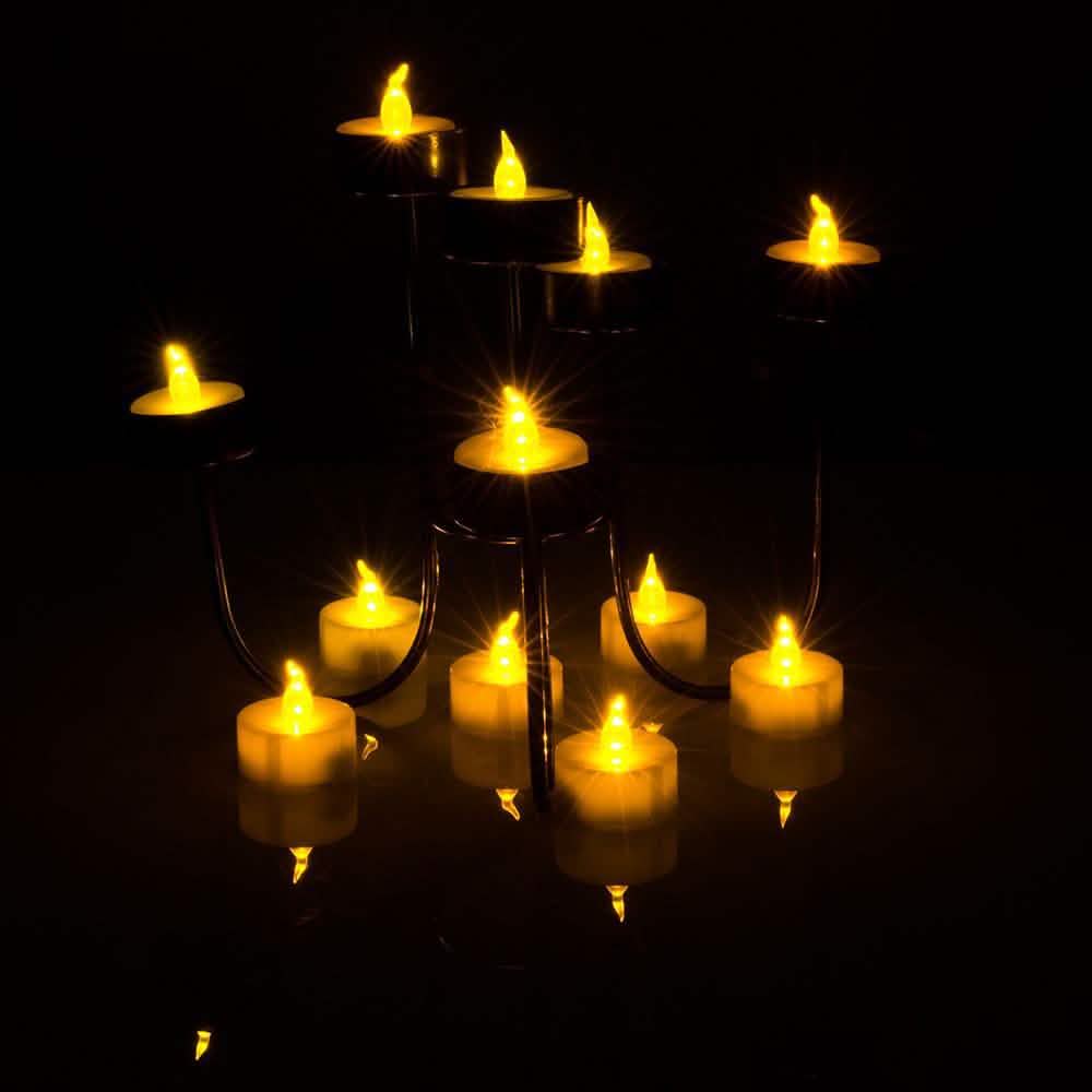 100-Pieces: Amber Yellow LED Tealight Flameless Flickering Candles