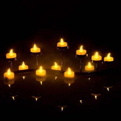 100-Pieces: Amber Yellow LED Tealight Flameless Flickering Candles