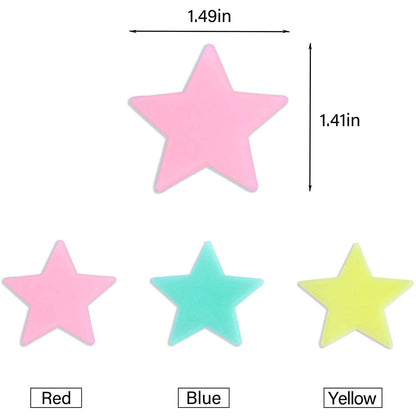 100-Pieces: Colorful Luminous Stars Plastic Wall Sticker