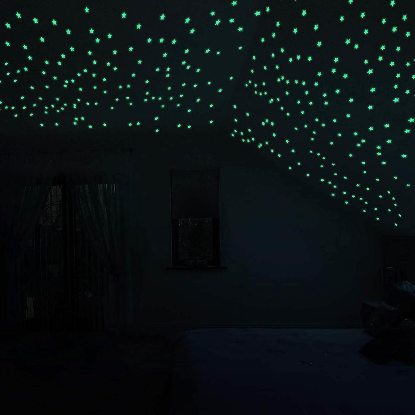 100-Pieces: Colorful Luminous Stars Plastic Wall Sticker