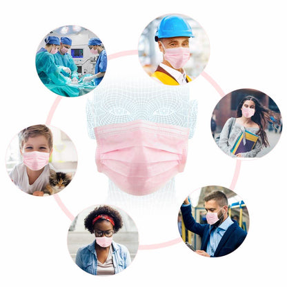 100-Pieces: Disposable 3 Ply Earloop Face Masks