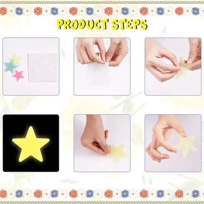 100-Pieces: Glow-in-the-Dark Fluorescent Wall & Ceiling Star Stickers