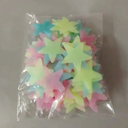 100-Pieces: Luminous Glow in the Dark Star Wall Stickers