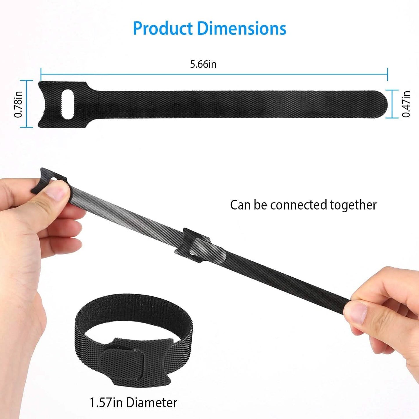 100-Pieces: Reusable Cable Ties 6" Wire Management Holder