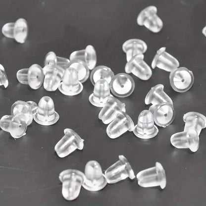 100-Pieces: Transparent Plastic Ear Clog Ear Stud Earring Pin Backs Ear Plug