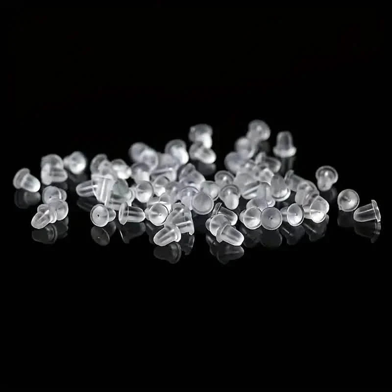 100-Pieces: Transparent Plastic Ear Clog Ear Stud Earring Pin Backs Ear Plug