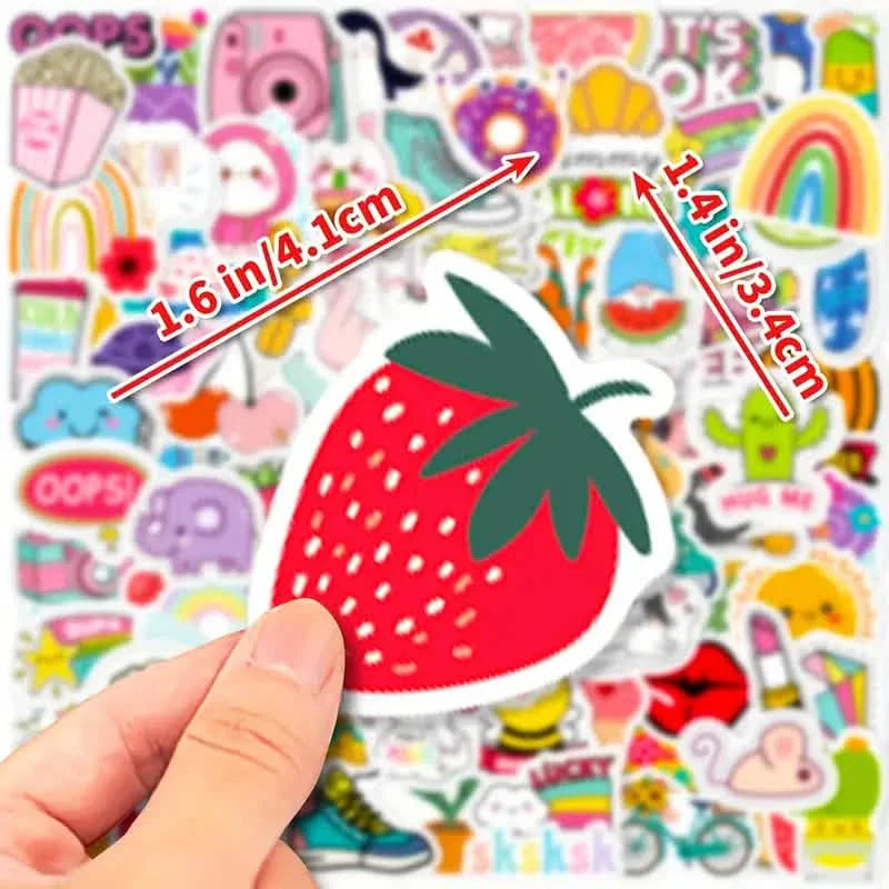 100-Pieces: VSCO Sticker Pack - Cute Cartoon Designs, Waterproof Vinyl Decals for Laptops, Water Bottles & Luggage
