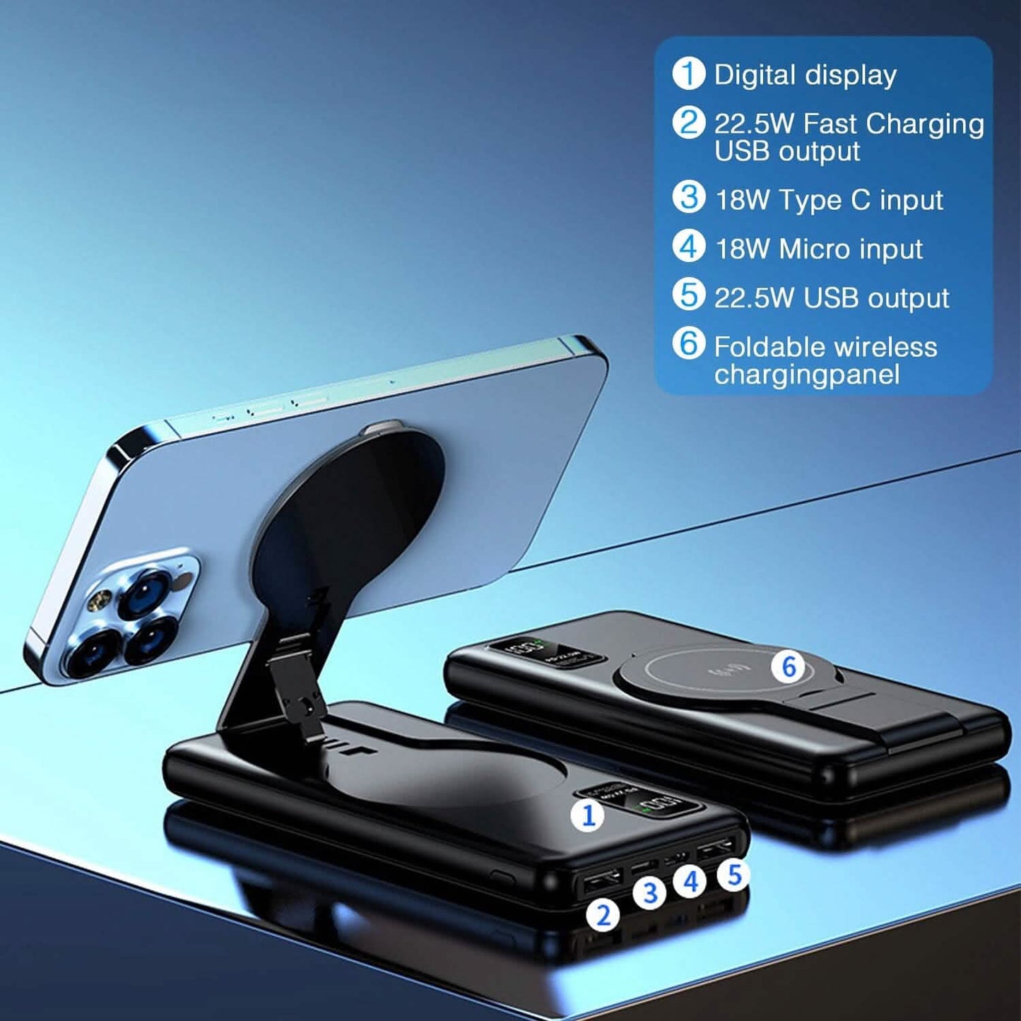 1000 mAh Wireless Foldable Power Bank