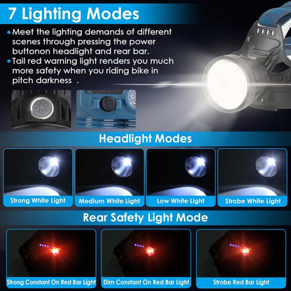 100000LM LED 7 Lighting  Modes Rechargeable Headlights