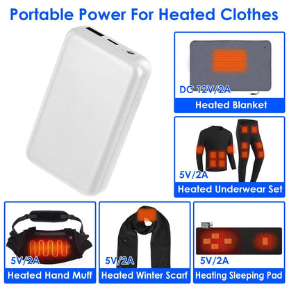 10000mAh Portable Charger Battery Pack for Heated Blanket Vest Jacket