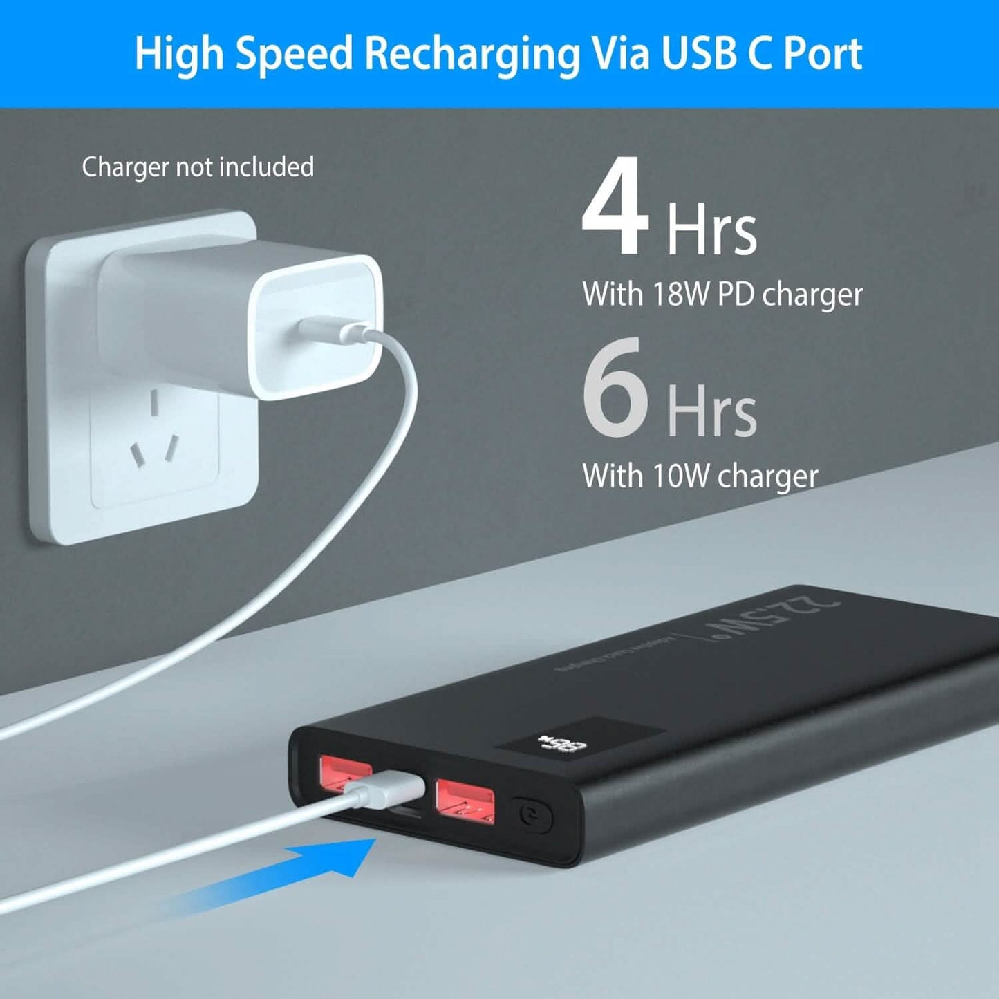 10000mAh Power Bank Portable Charger External Battery Pack