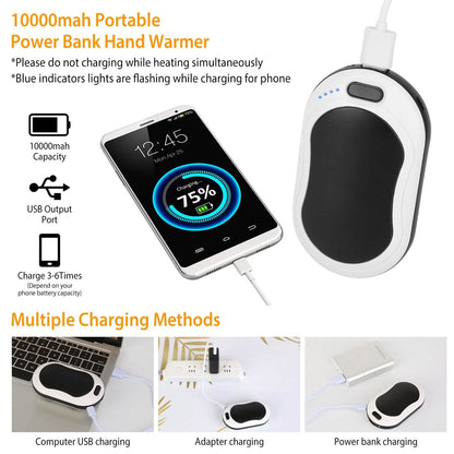 10000mAh Power Bank Rechargeable Pocket Warmer Double-Sided Heating