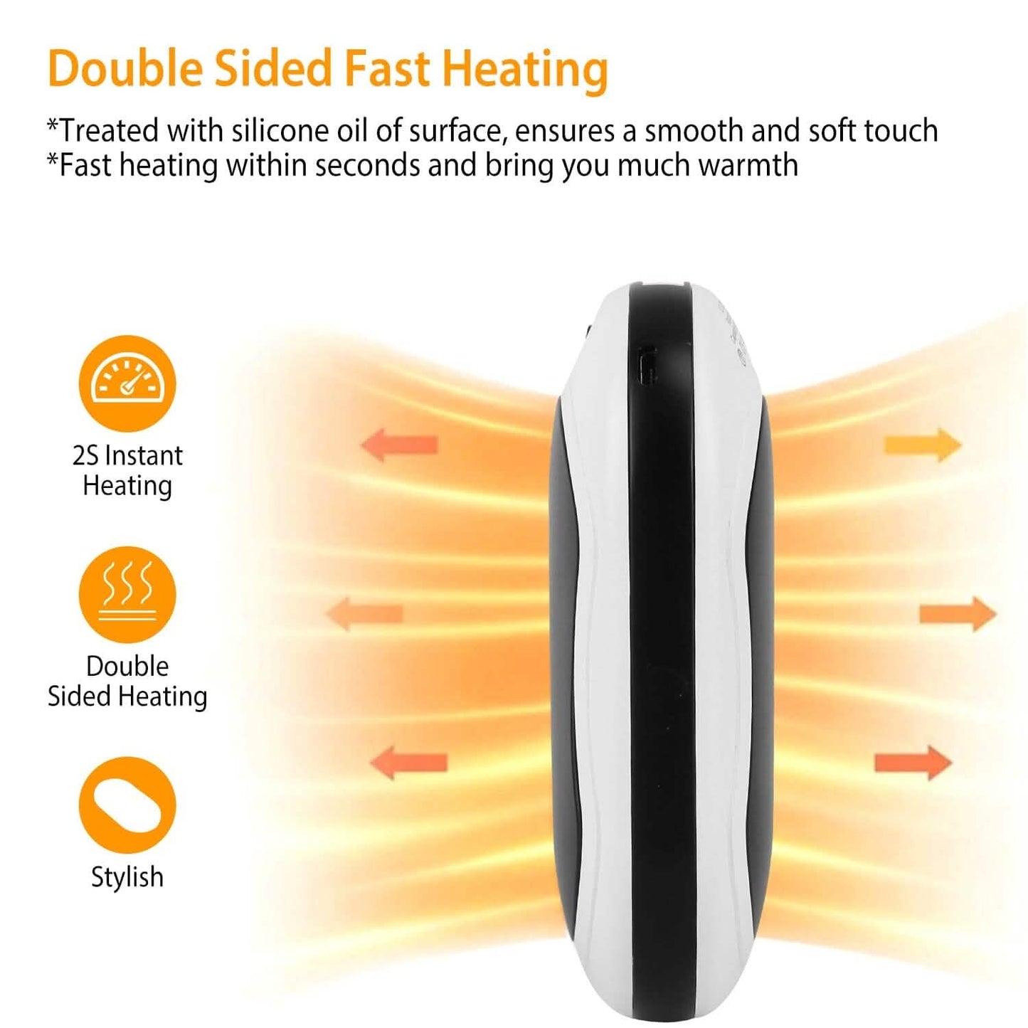 10000mAh Power Bank Rechargeable Pocket Warmer Double-Sided Heating