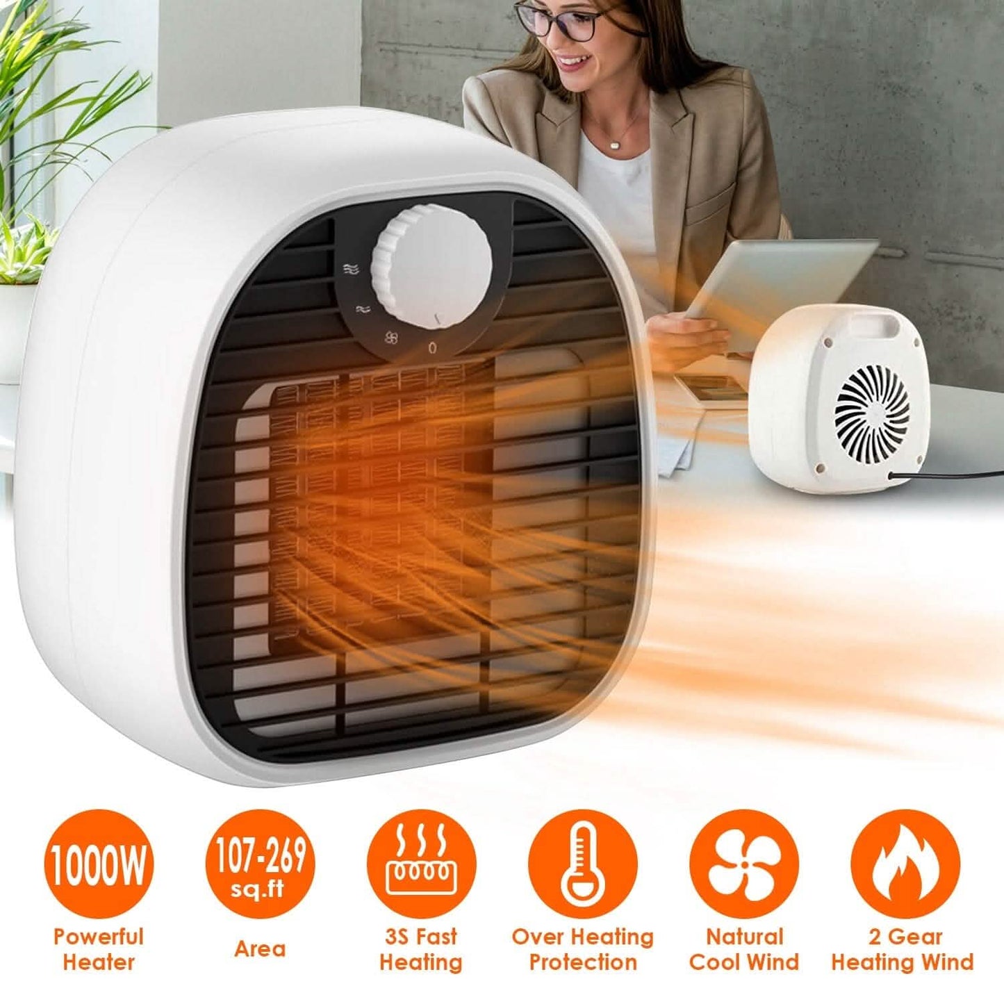 1000W Portable Electric Heater