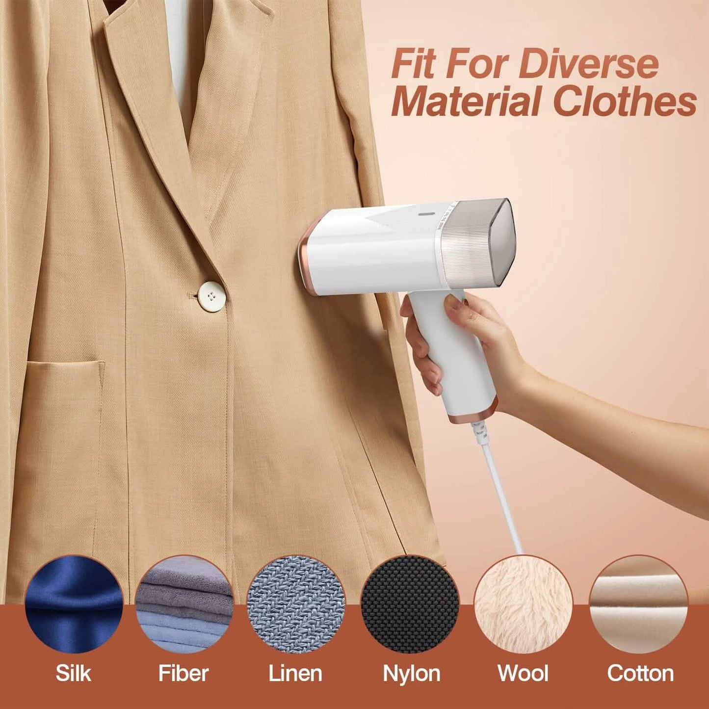 1000W Portable Handheld Clothes Steamer with Brush Foldable