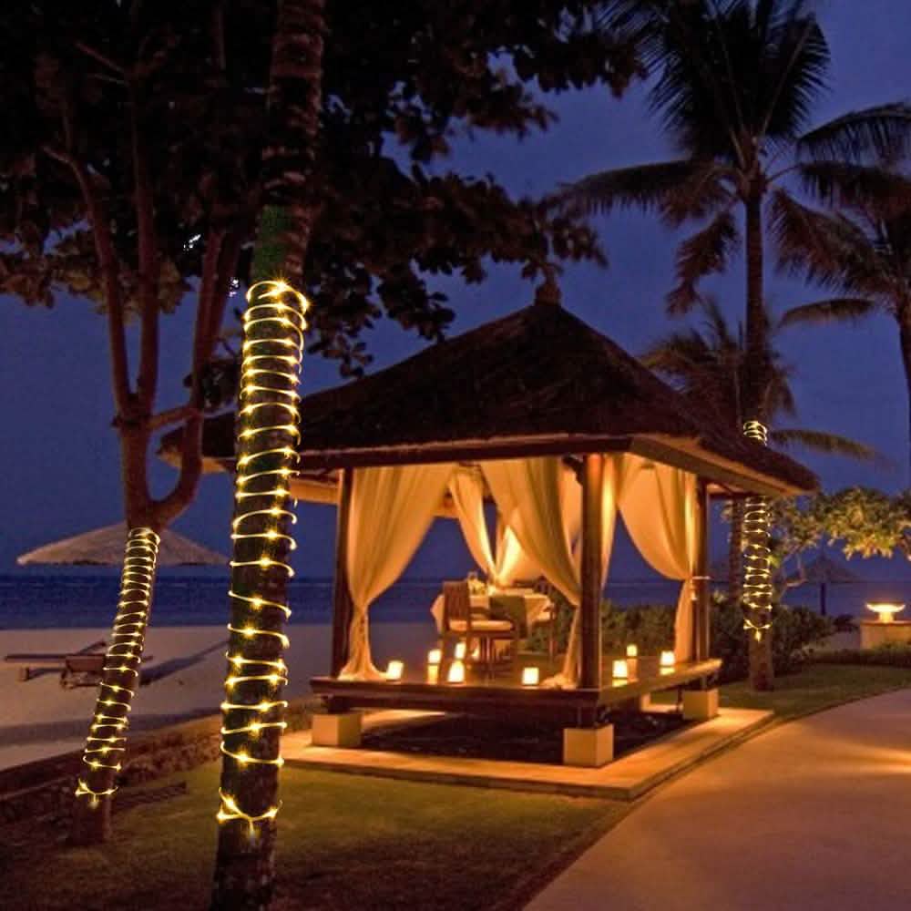 100 LED Solar Power Fairy String Rope Light - Warm White