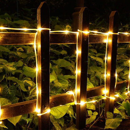 100 LED Solar Power Fairy String Rope Light - Warm White