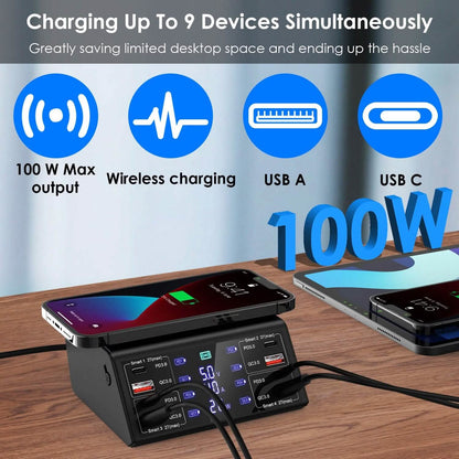 100W USB Charging Station 8-Port Charging Hub