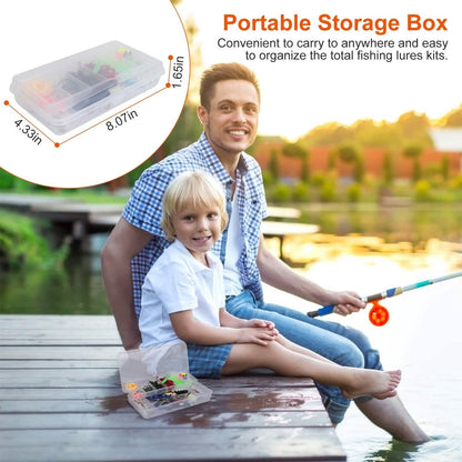 101-Pieces: Fishing Lure Kit Soft Plastic Fishing Baits Set with Soft Worms Crankbaits Box