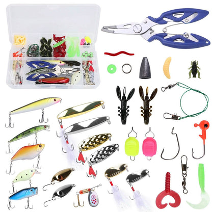 101-Pieces: Fishing Lure Kit Soft Plastic Fishing Baits Set with Soft Worms Crankbaits Box