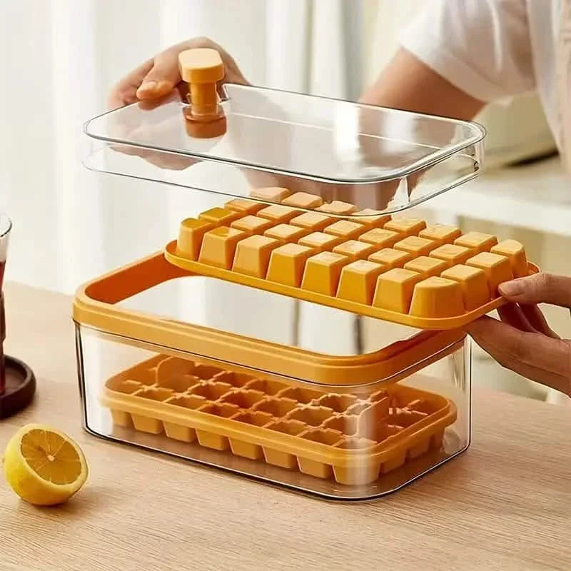 101oz. Ice Cube Tray Set - 64 Pcs Silicone Ice Cube Tray With Lid & Bin