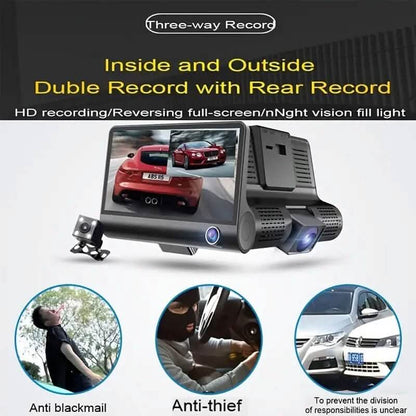 1080P 3-Camera Recorder Dash Cam with Night Vision