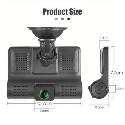 1080P 3-Camera Recorder Dash Cam with Night Vision