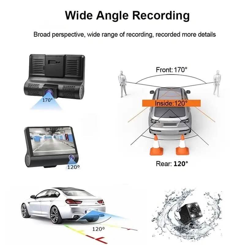 1080P 3-Camera Recorder Dash Cam with Night Vision