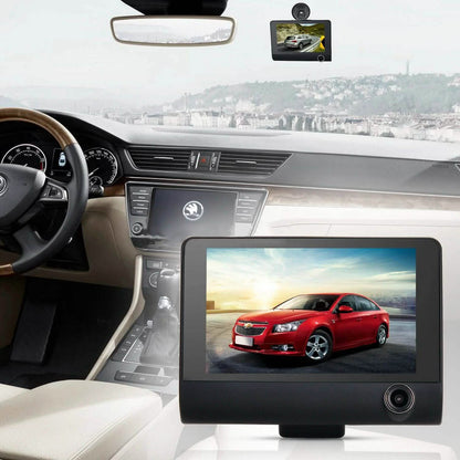 1080P 4" Dual Lens HD Car DVR Rearview Video Dash Cam Recorder Camera G-sensor
