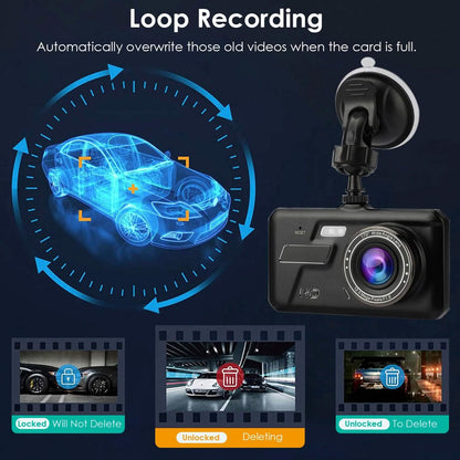 1080P 4-Inch Touch Screen Dual Dash Cam